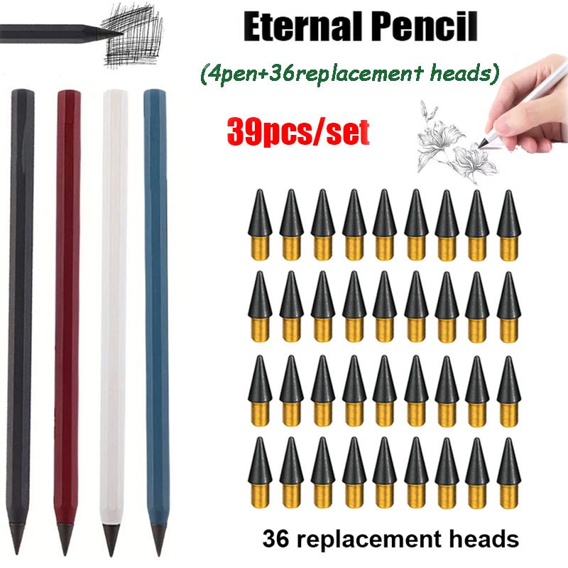 Writing Tools - 39 ชิ้น/เซ็ต ดินสอโลหะสร้างสรรค์ เทคโนโลยีใหม่ เขียนได้ไม่จำกัด ดินสอมหัศจรรย์
