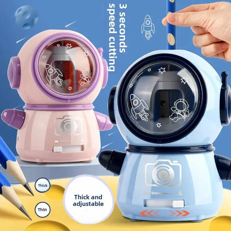 Electric Pencil Sharpener Usb - เครื่องเหลาดินสอไฟฟ้าอัตโนมัติ Kawaii เครื่องเขียนนักบินอวกาศรูปดินสอ Sharpener สําหรับเด็กโรงเรียนเครื่องเขียน