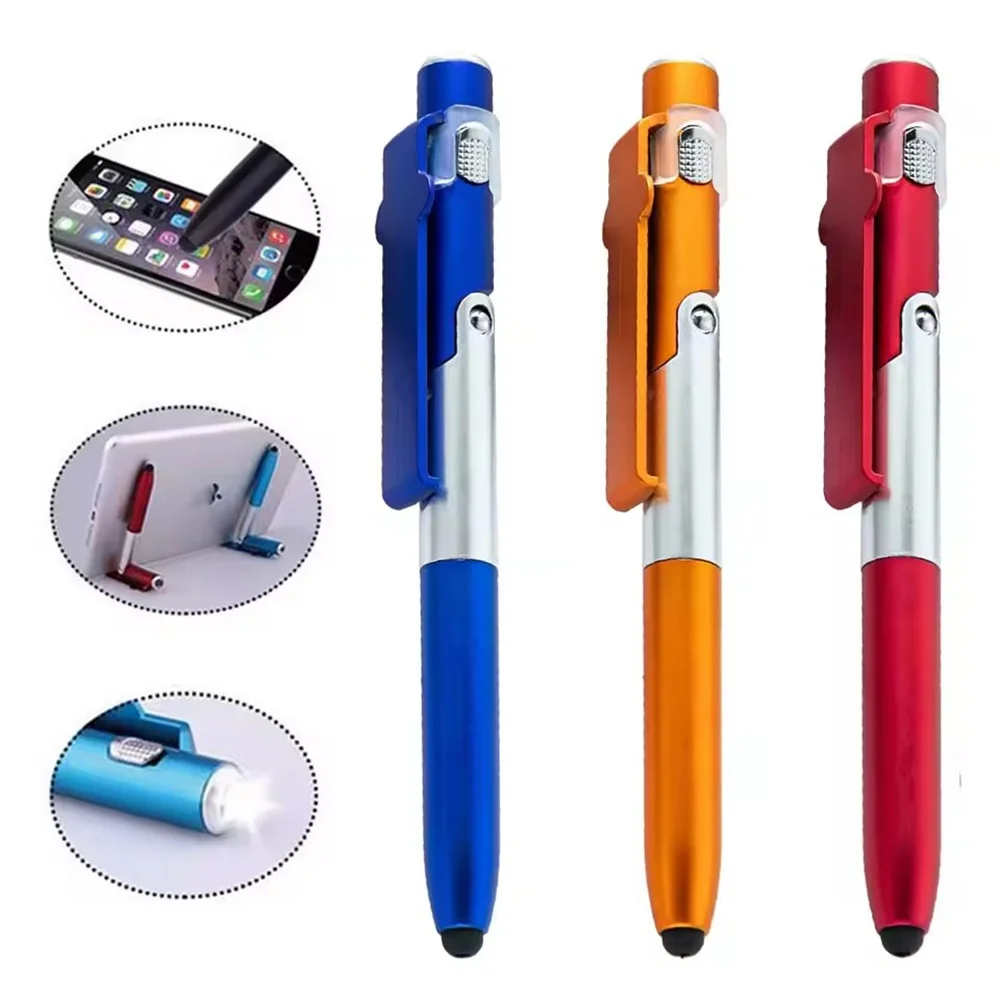 Writing Tools - ที่วางโทรศัพท์แบบพับได้อเนกประสงค์ 4-in-1 ปากกาลูกลื่น ไฟกลางคืนในตัว อุปกรณ์เขียนแบบพกพา อุปกรณ์เครื่องเขียนอเนกประสงค์