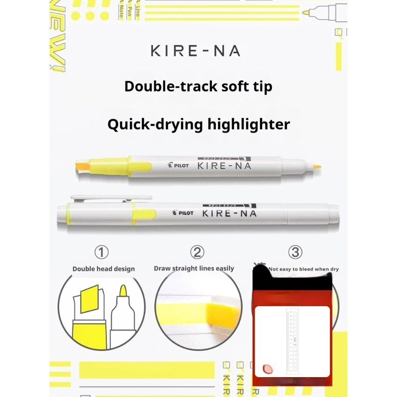 Pastel Highlighter Set Double Ended - 1/3/4/5/10PCS PILOT KIRE-NA ปากกาเน้นข้อความแบบสองหัว ชุดปากกาเน้นข้อความแบบสองหัว สีพาสเทล/แบบปลายตัด/แบบปลายแหลม