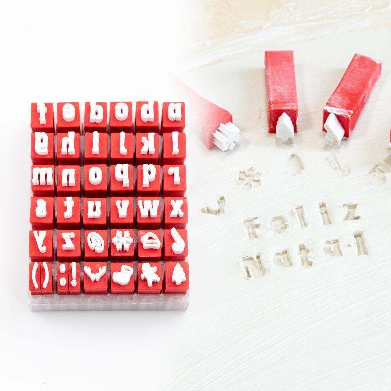 Writing Tools - ชุดแม่พิมพ์ตัวอักษรภาษาอังกฤษสไตล์คริสต์มาส สำหรับทำตัวอักษรตัวเล็กด้วยดินโพลิเมอร์ DIY งานฝีมือทำมือ