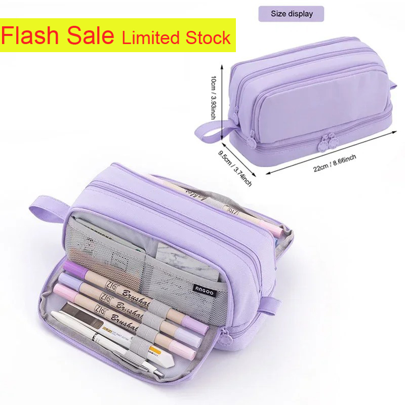 Aesthetic Large Pencil Case Pouch - กระเป๋าใส่ดินสอขนาดใหญ่ 4 ช่อง ดีไซน์สวยงาม สำหรับนักเรียน นักศึกษา