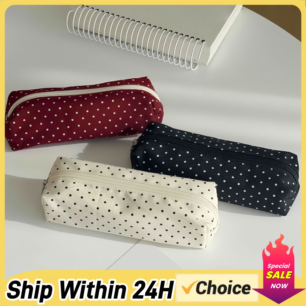 กระเป๋าดินสอลายจุดน่ารัก กระเป - Aesthetic Large Pencil Case Pouch บทวิจารณ์และราคา