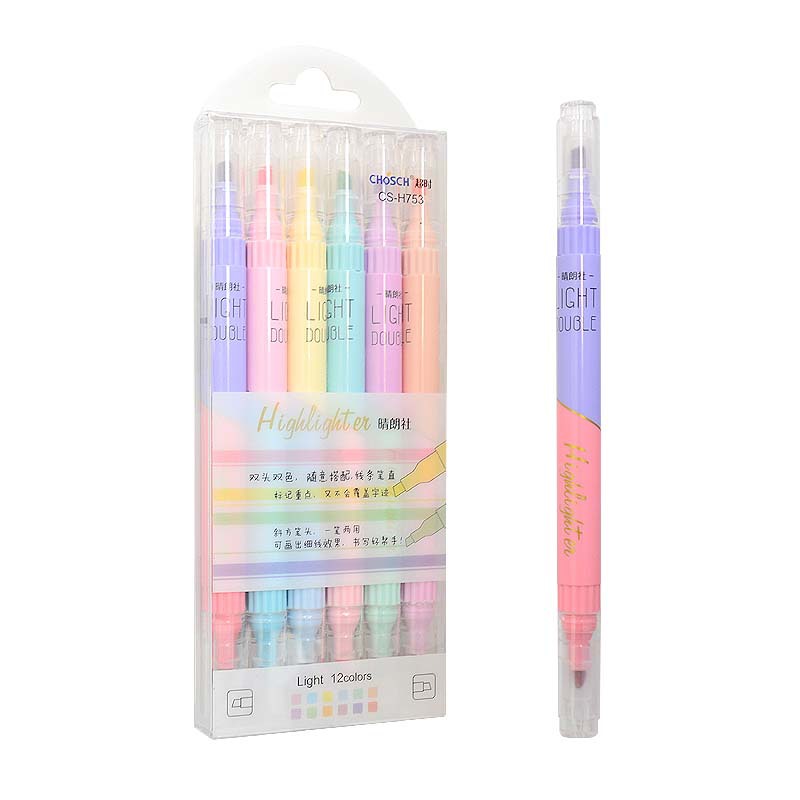 6 PCS Double Tip Highlighter ป - Pastel Highlighter Set Double Ended บทวิจารณ์และราคา
