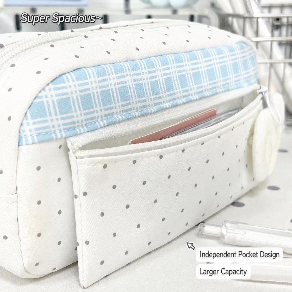 กระเป๋าดินสอลายจุดและลายสก็อตส - Aesthetic Large Pencil Case Pouch บทวิจารณ์และราคา