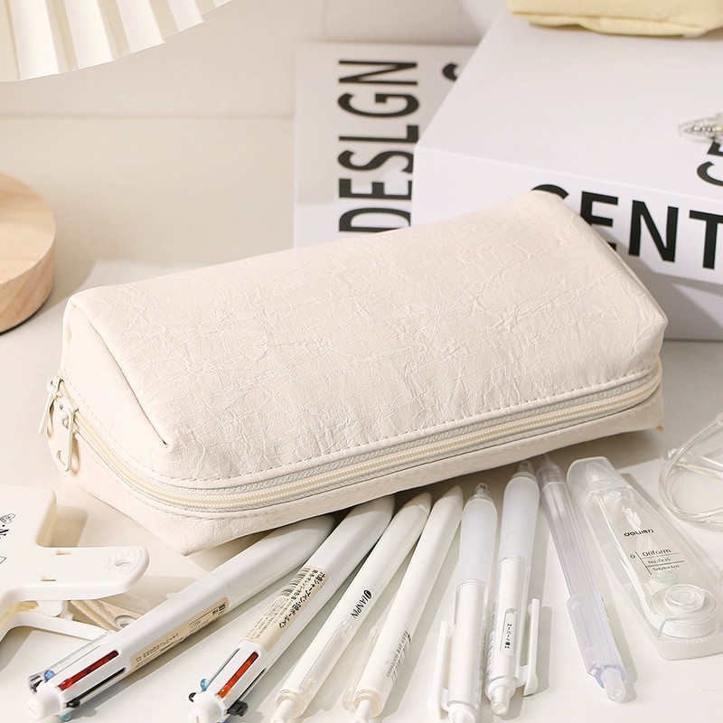 กระเป๋าใส่ดินสอหนังครีมน่ารัก  - Aesthetic Large Pencil Case Pouch บทวิจารณ์และราคา
