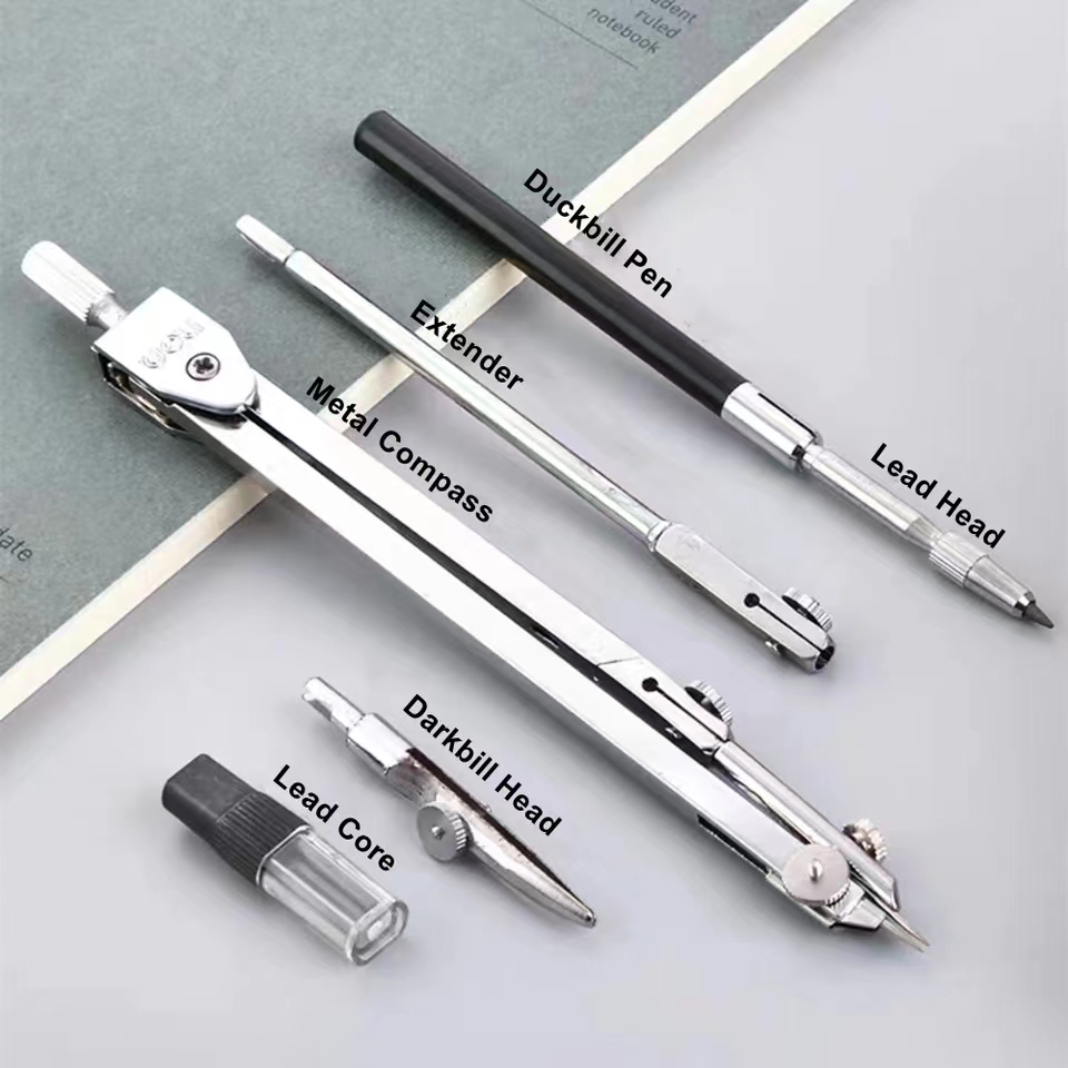สแตนเลสร่างชุดทนทานวาดเข็มทิศค - Math Geometry Set With Compass บทวิจารณ์และราคา