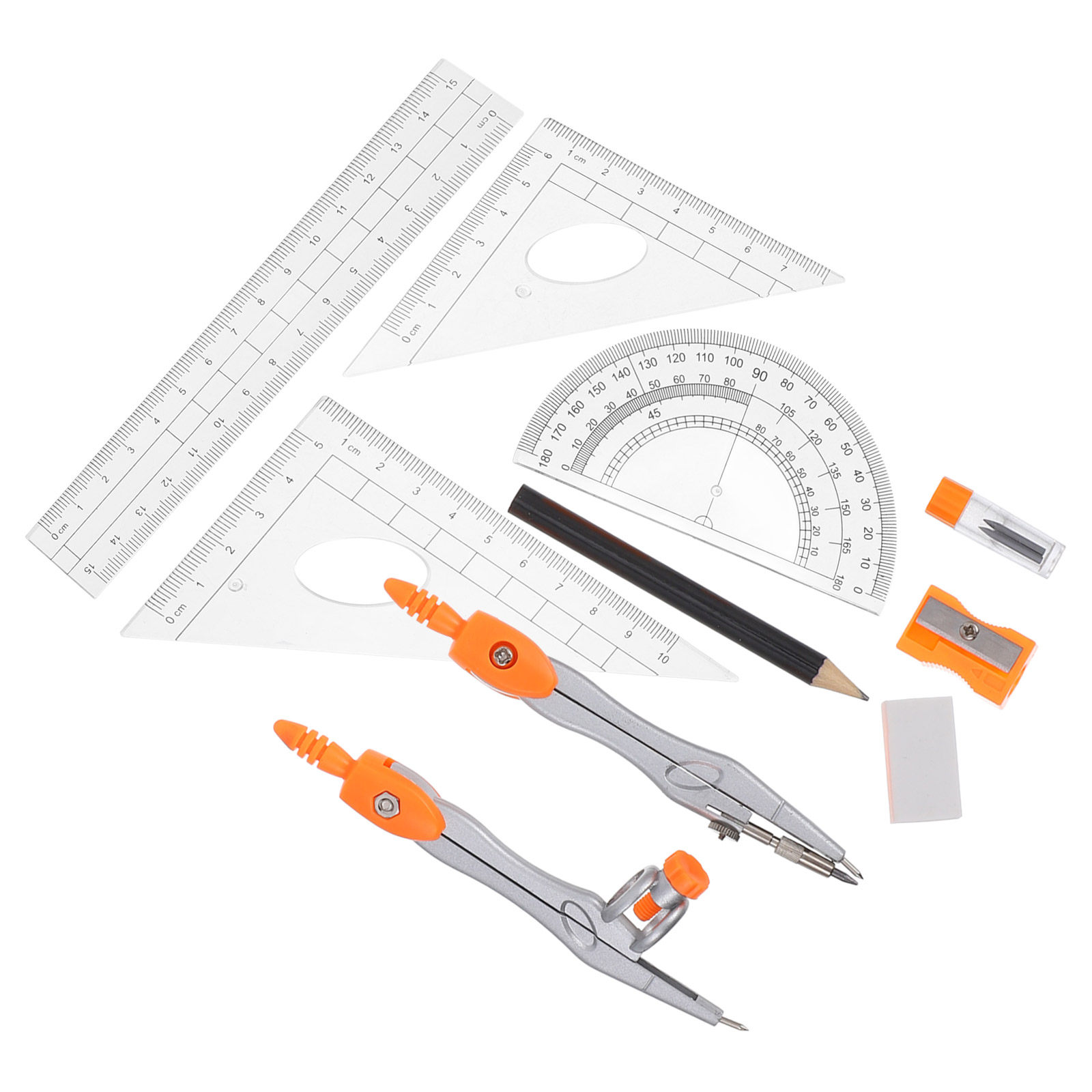 ชุดอุปกรณ์วัดมุมและไม้บรรทัดพล - Math Geometry Set With Compass บทวิจารณ์และราคา